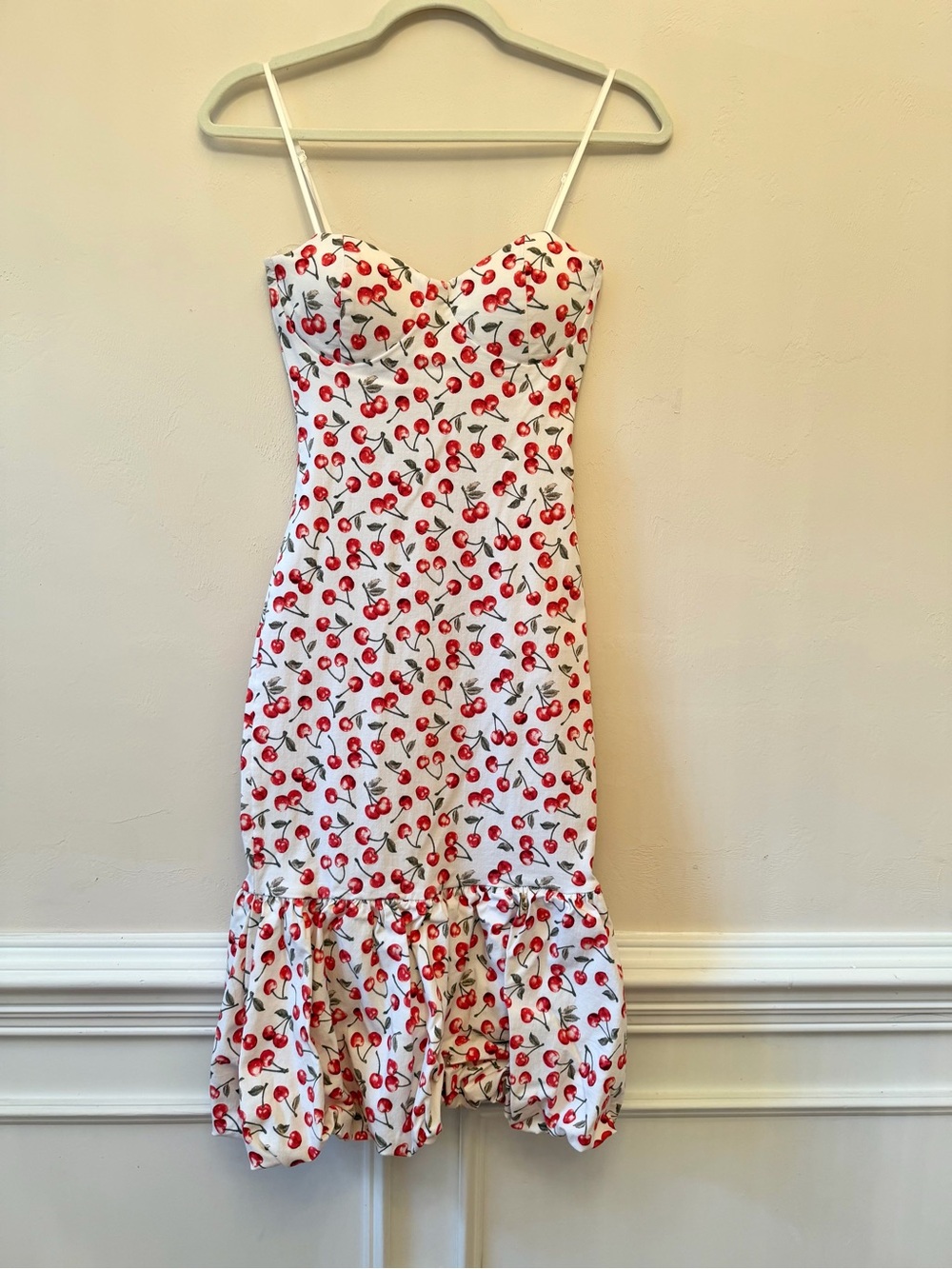 Katia Rae - White Cherry-Print Spaghetti Strap Mermaid Dress Size S View 4